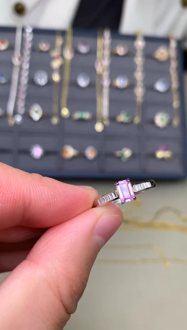 戒指蓝宝石银S925镶嵌戒指