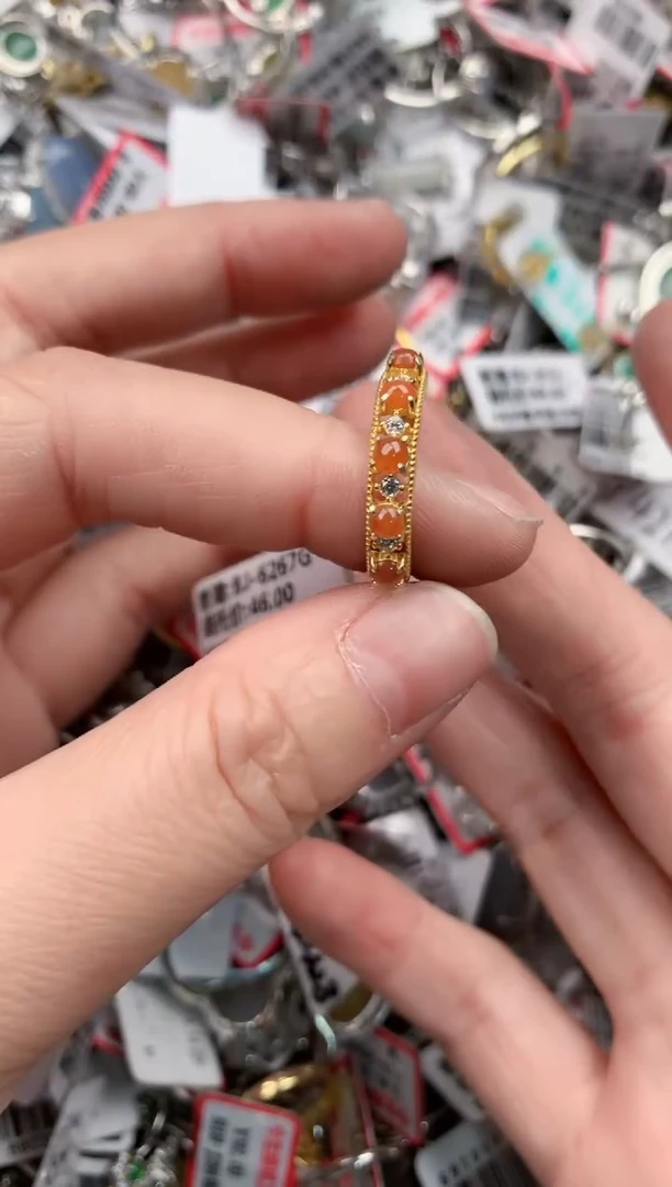 银S925镶嵌戒指翡翠888   4