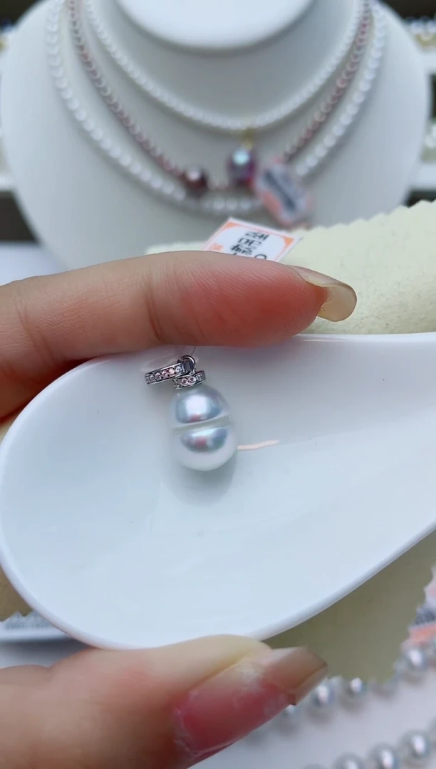 海水珍珠银S925镶嵌颈饰W13
