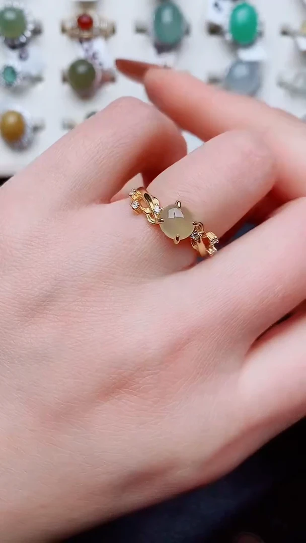 银S925镶嵌戒指翡翠...