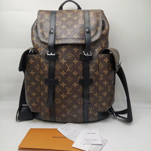 99新 LouisVuitton/路易威登 99新17649 LV棕花克里斯托弗双肩包