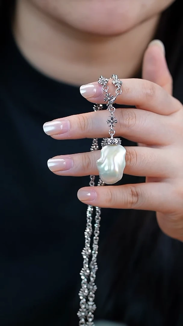 淡水珍珠合金颈饰【天然巴洛克吊坠】