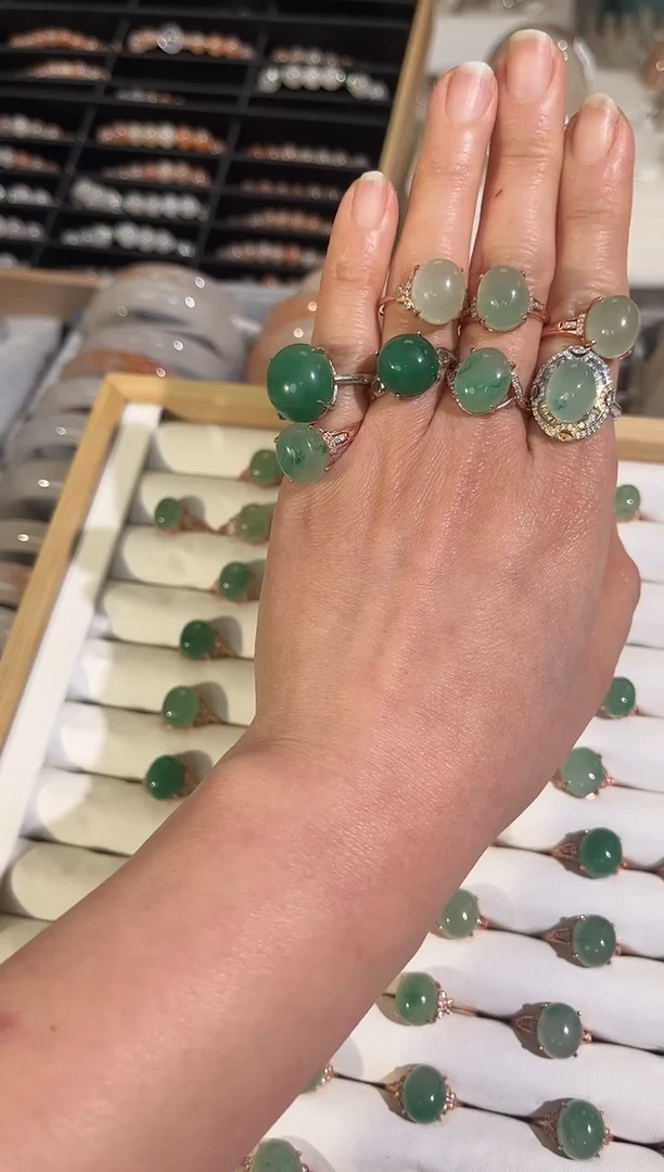 合金石英质玉（非洲翠）戒指1