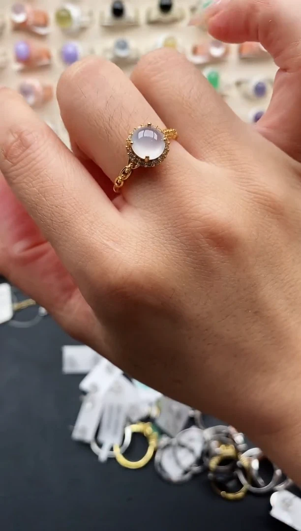 银S925镶嵌戒指翡翠缅甸天然A货翡翠11   7-3