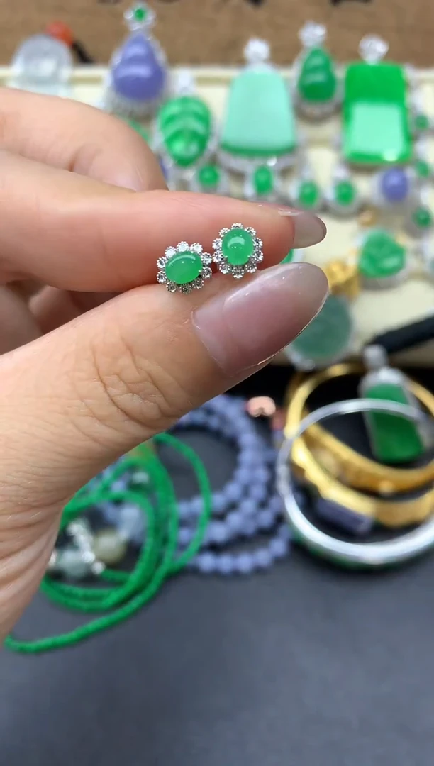 【闪购商品】翡翠耳饰18K金镶嵌168-中国好珍宝
