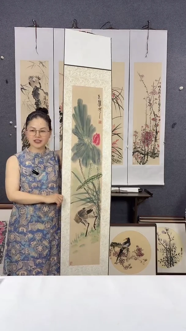 国画175*32吴铁成手绘卷轴