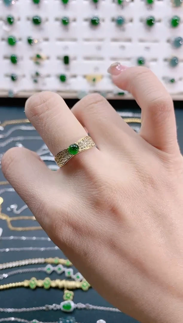 【闪购商品】翡翠戒指银S925镶嵌天然翡翠