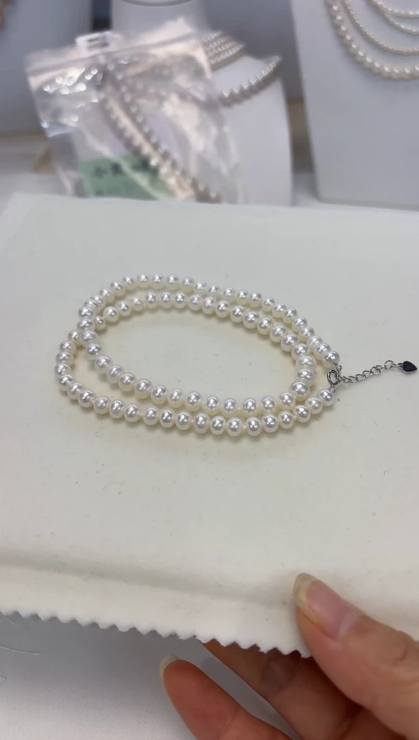 淡水珍珠银S925镶嵌颈饰5-5.5mm