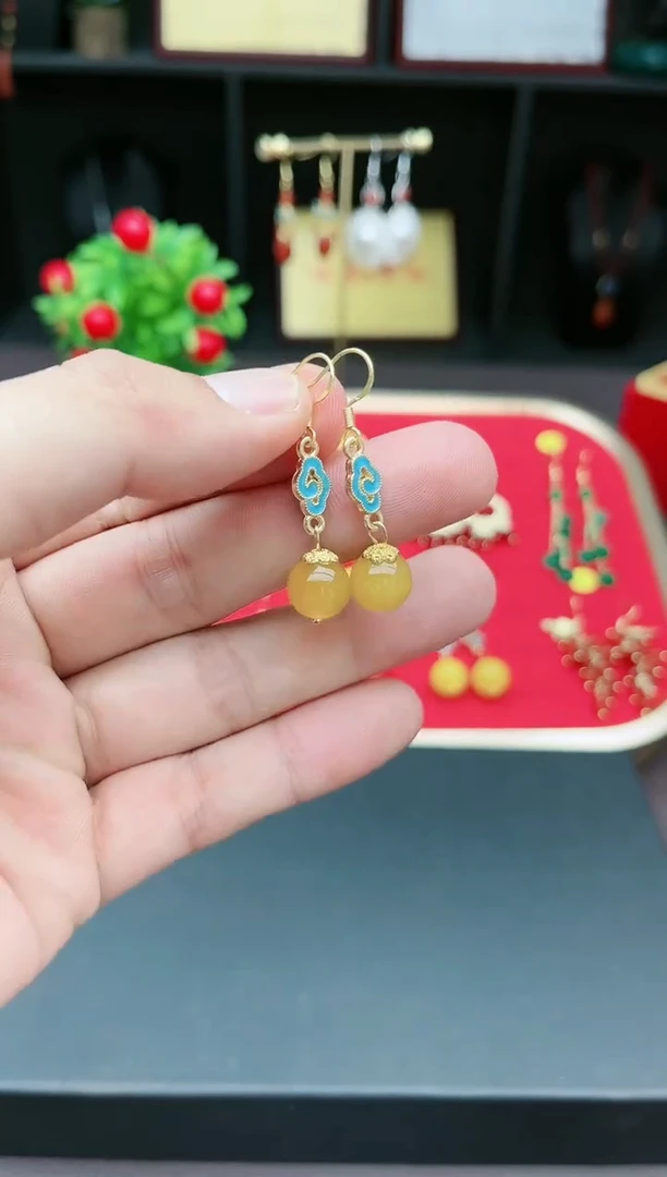 【闪购商品】玛瑙/玉髓耳钉银S925镶嵌5330000