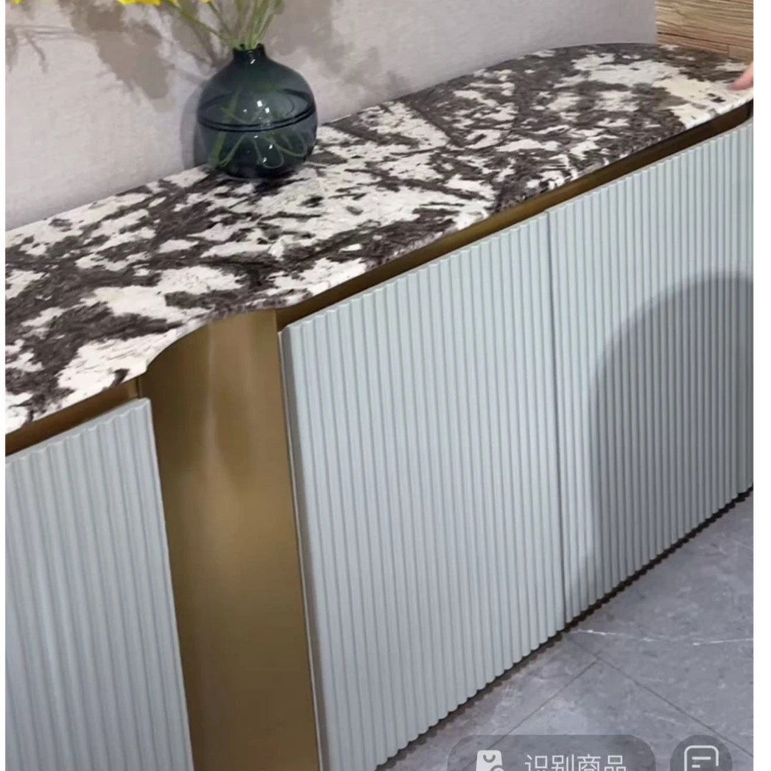名奢-餐边柜边柜雪山飞狐奢石客厅家用玄关三门隔断