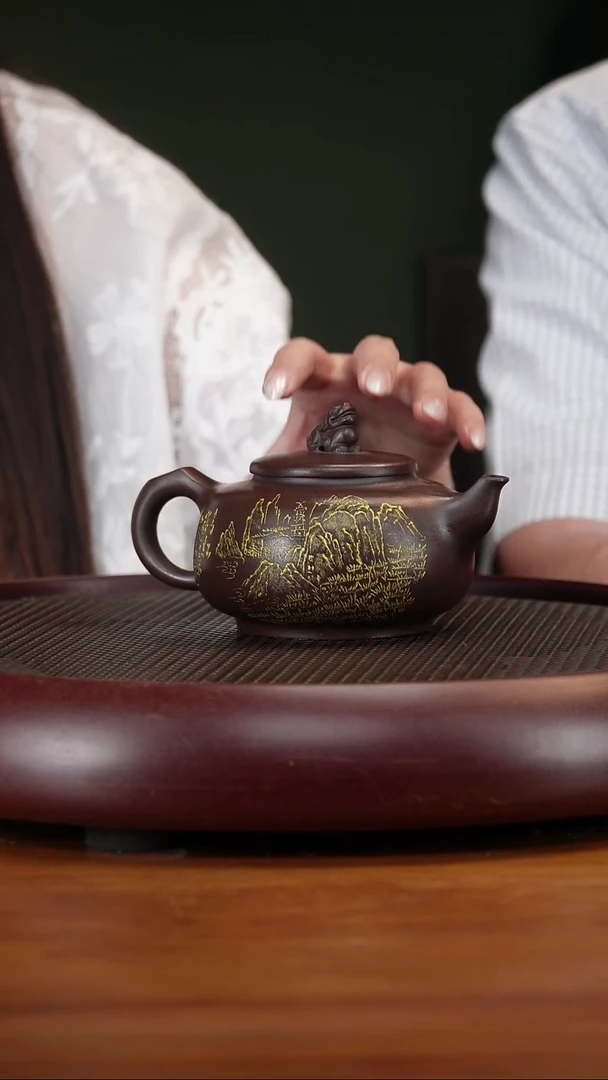 茶壶紫砂38ZST瑞兽 老紫泥300cc