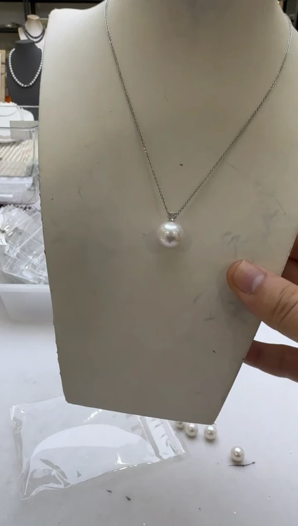 淡水珍珠银S925镶嵌吊坠(赠链)12-13mm 王妃款