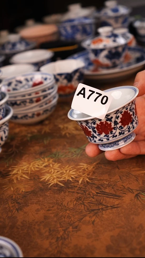 景德镇手工手绘茶器双狮-10