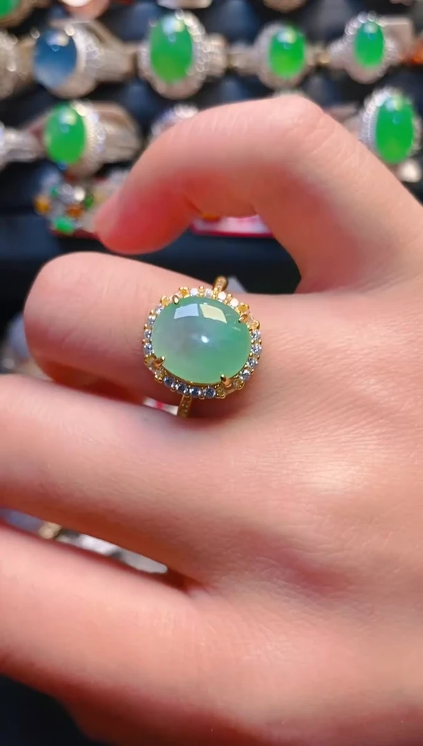 银S925镶嵌戒指翡翠天然