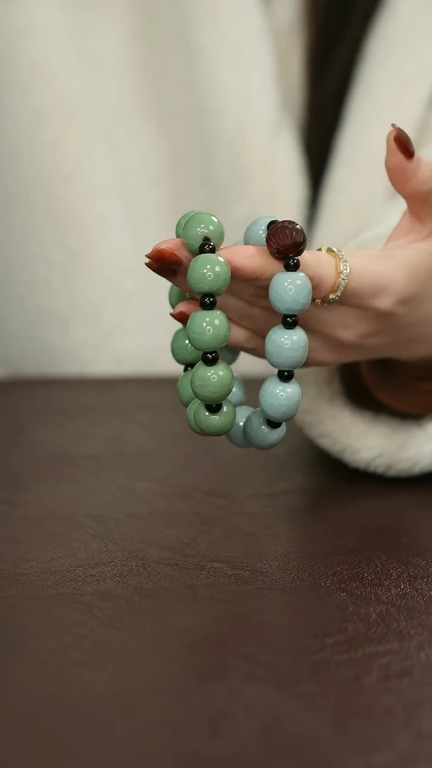 摆件瓷原矿原釉汝宋汝瓷 汝瓷手串