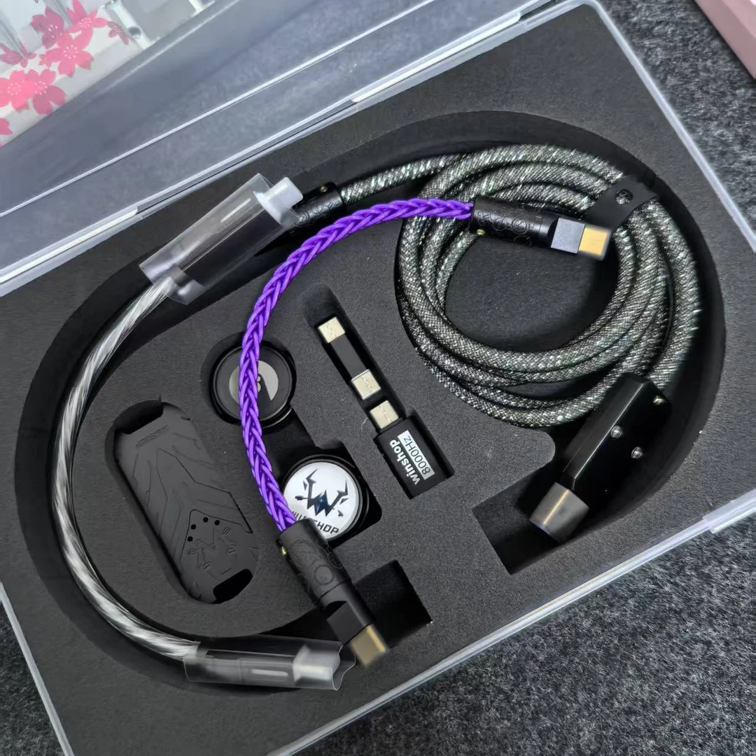 怒喵winshop航插线机械键盘金属线螺旋线typec