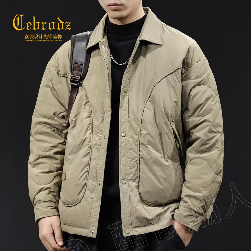 法国Cebrodz翻领轻薄保暖舒适羽绒服男士秋冬季新款潮流外套百搭