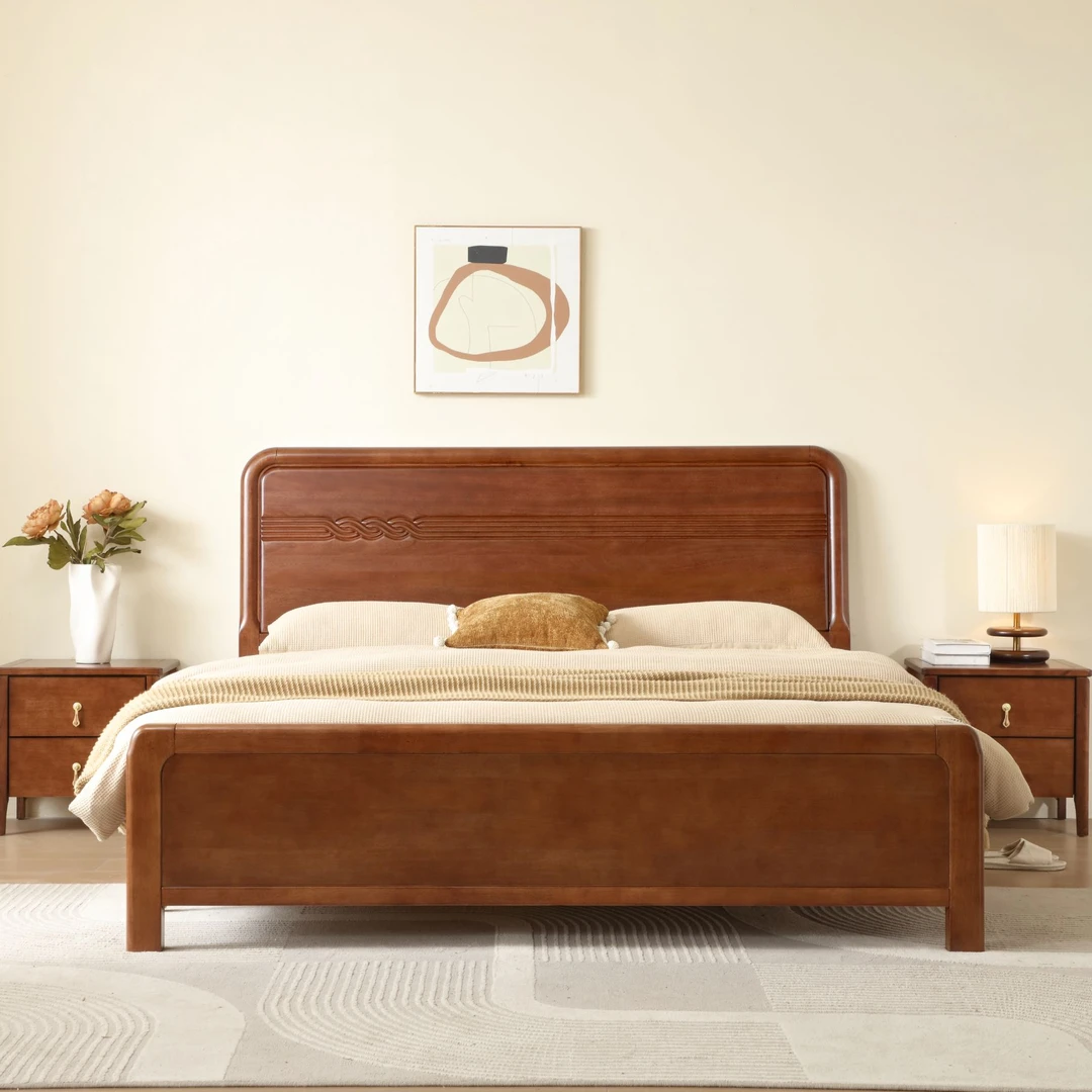 【专属链接】金丝檀木实木床1.8米轻奢双人床新中式主卧现代简