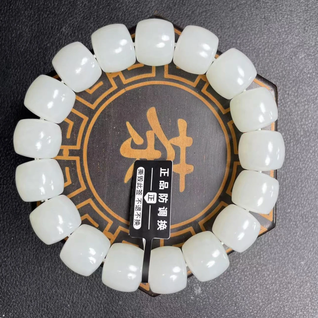 和田玉直切白色时尚玉手串精美经典原色稳重大气高端上档次