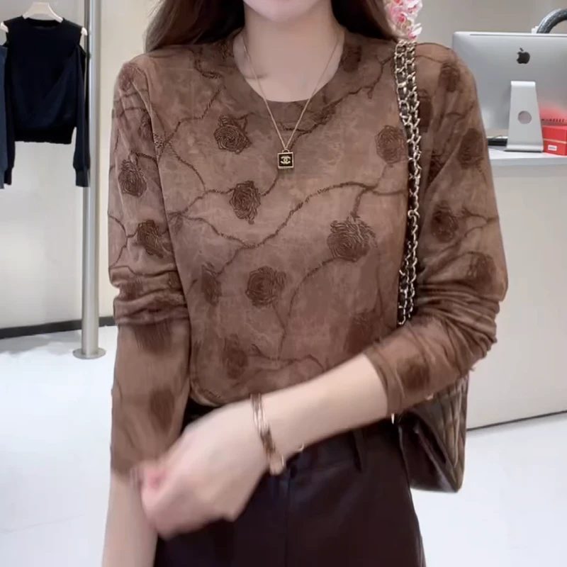 秋季小众韩版复古薄款长袖打底圆领百搭上衣LK2506603