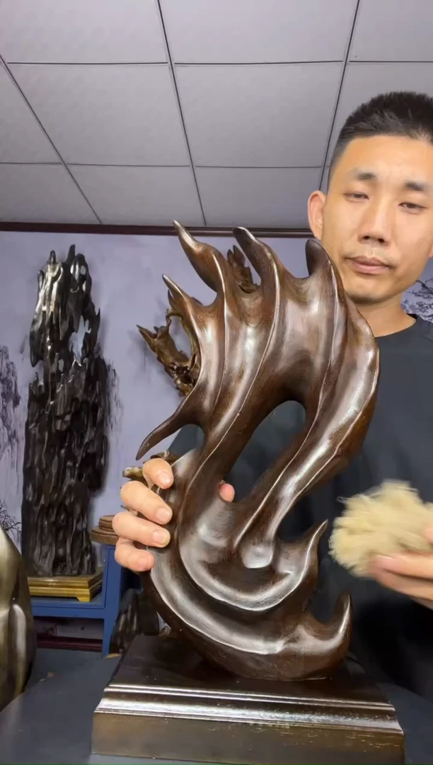 金丝楠木雕款饭*子金丝楠木工艺品摆件