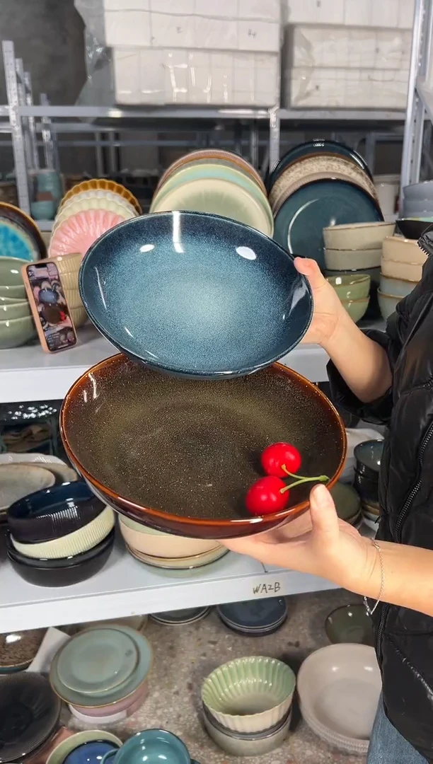 陶瓷外贸尾货瑕疵满20包邮X2深盘组合