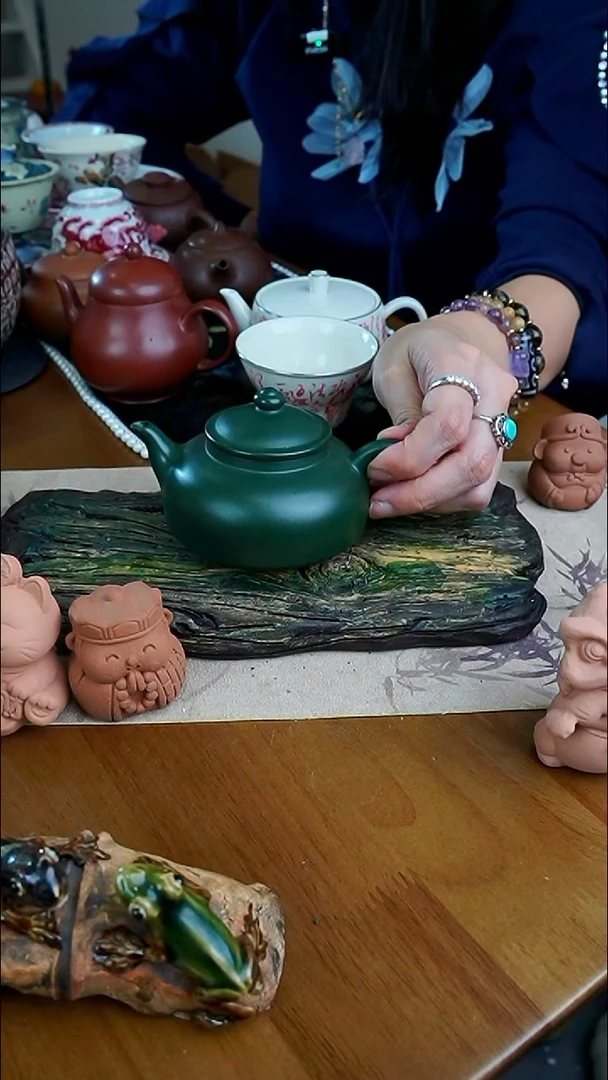 茶瓷物语绿色茶壶