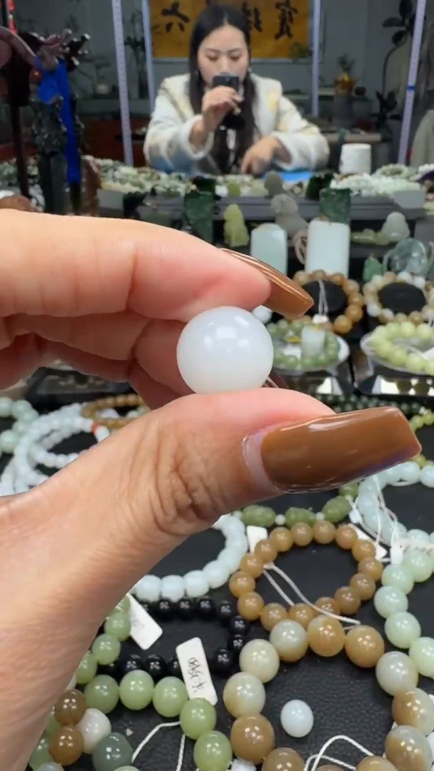 未镶嵌手串和田玉白玉单珠卡15