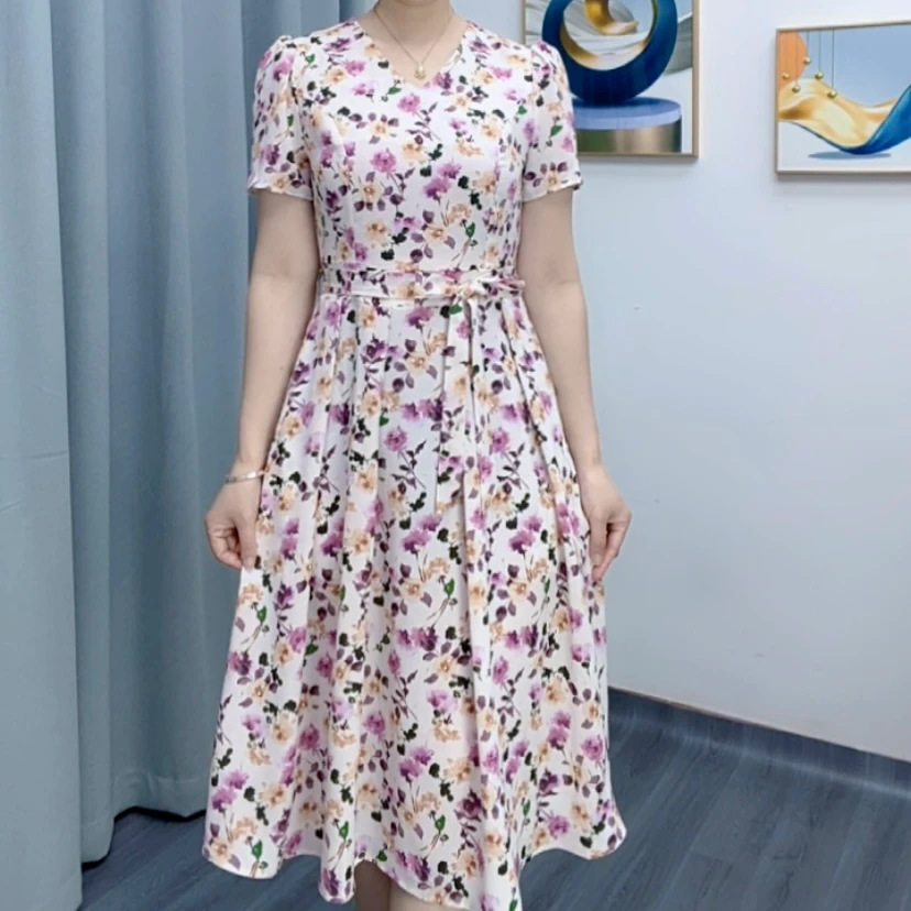 夏季新款气质显瘦洋气减龄中长款连衣裙703