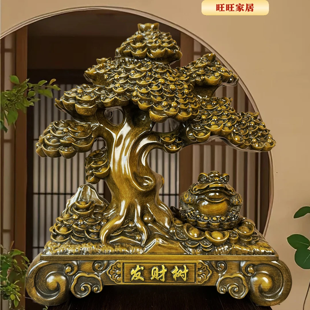 发财树青古铜色玄关客厅博古架办公桌摆件开业送礼饰品工艺品