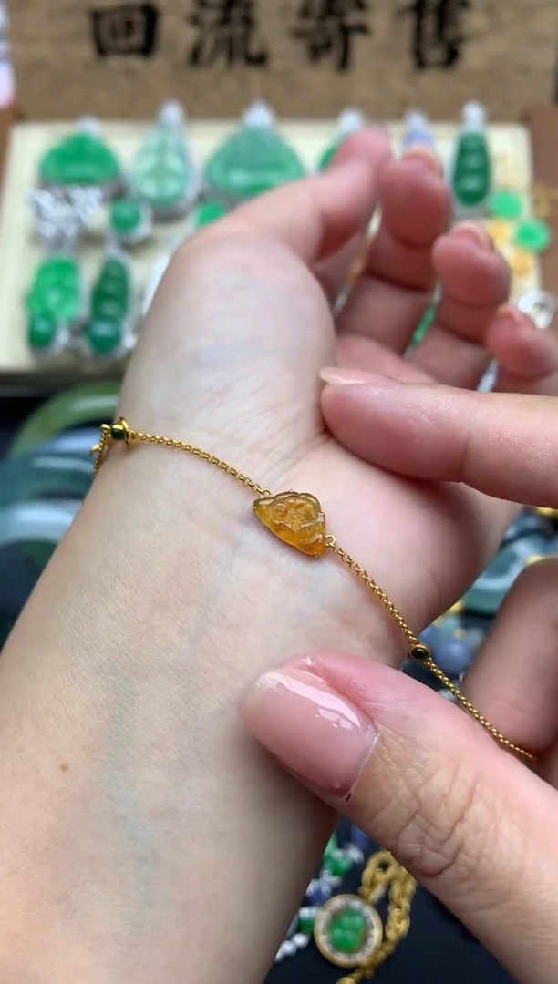 【闪购商品】翡翠手串18K金镶嵌93-中国好珍宝