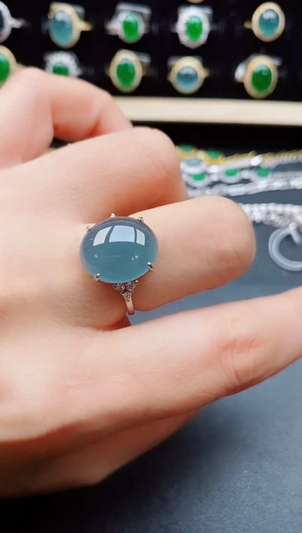 翡翠戒指银S925镶嵌508050