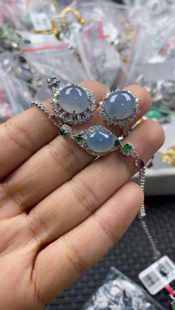 银S925镶嵌戒指翡翠555---10