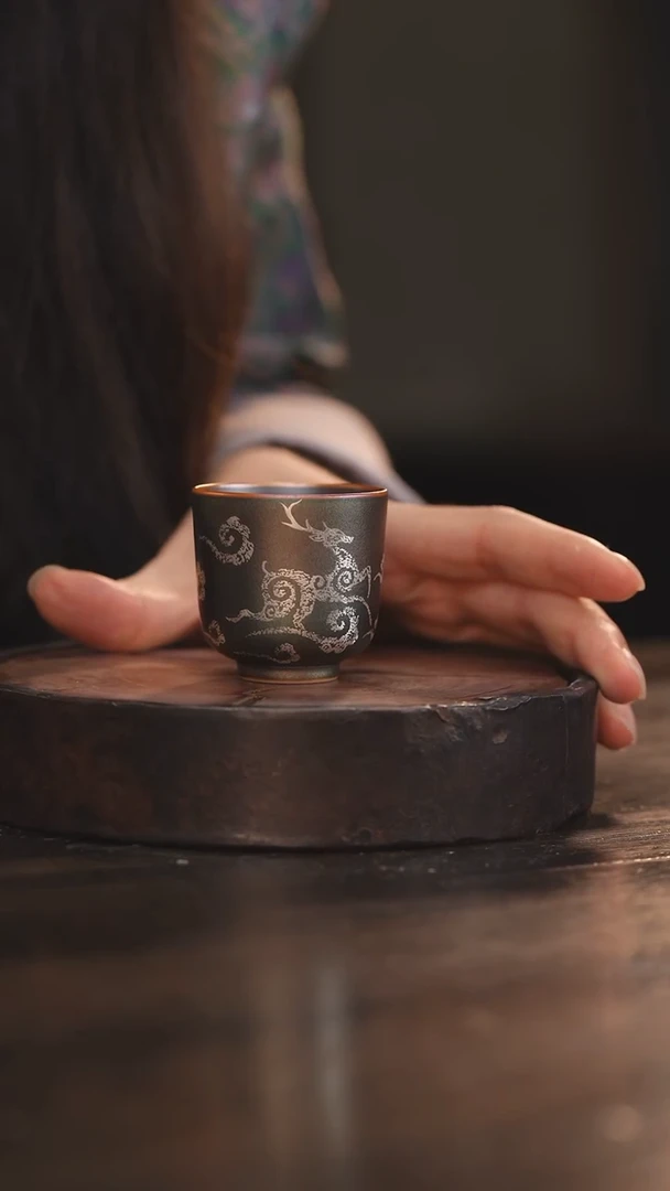 【闪购商品】杯86柴房陶瓷丨窑宝错金银单杯