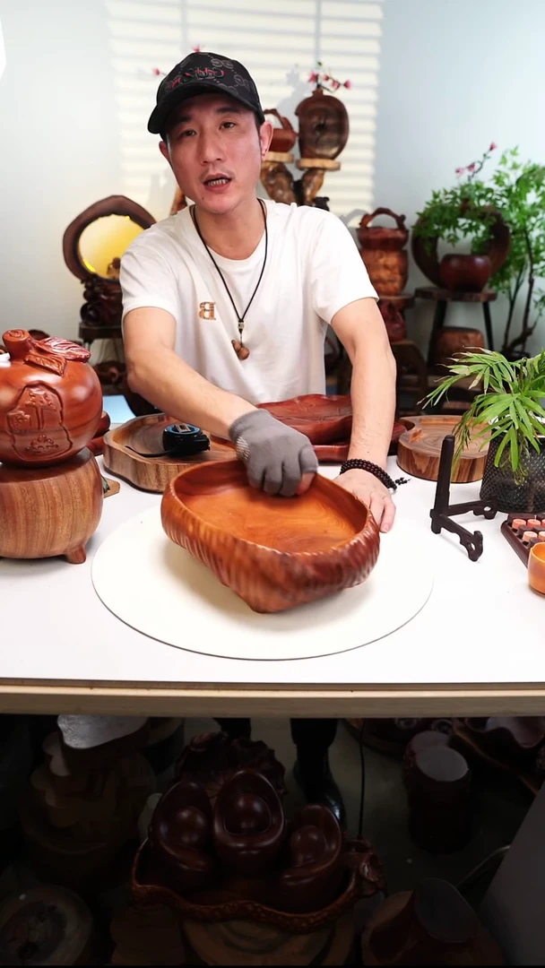 木香樟木摆件/四足果盆
