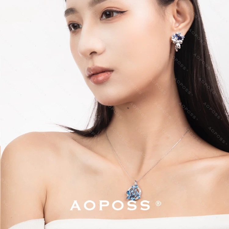 AOPOSS白姿 镀K金 [手捧花]耳钉项链女款原创设计气