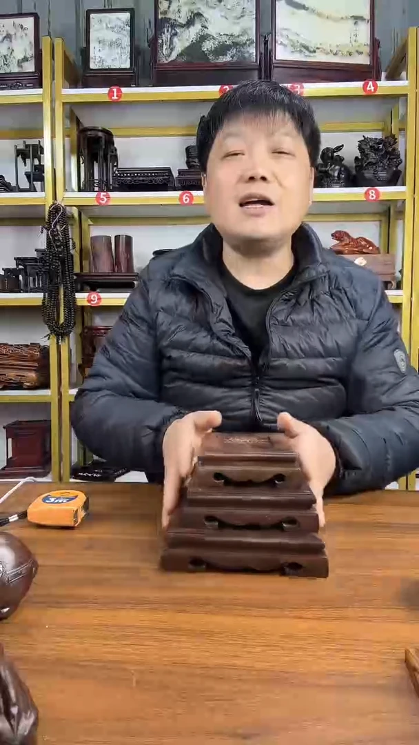 木非洲黑檀镶嵌款正方底座套三15/12.5/10CM