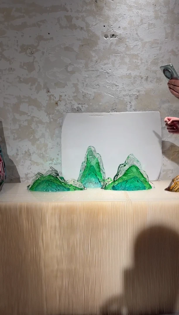 摆件璨石美学翡翠山一组艺术摆件