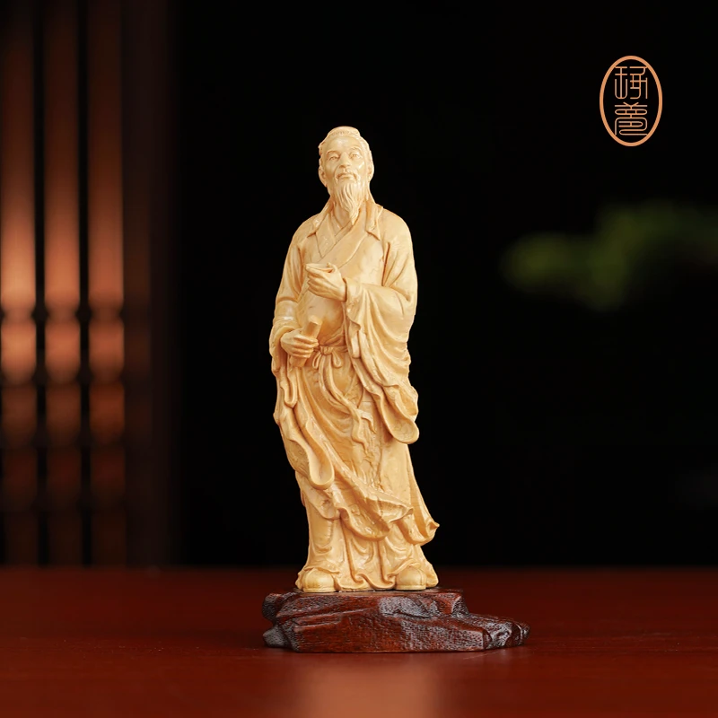 《茶圣陆羽》黄杨木雕刻雕刻茶桌摆件客厅摆件送礼佛系收藏