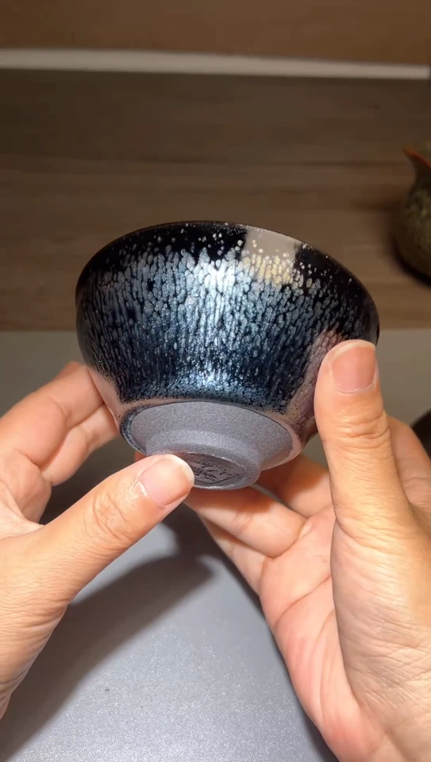 茶盏建窑建盏 黑底银滴