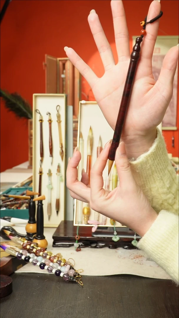 9号闪孤品高货毛笔链接 清水试笔 蘸墨不退