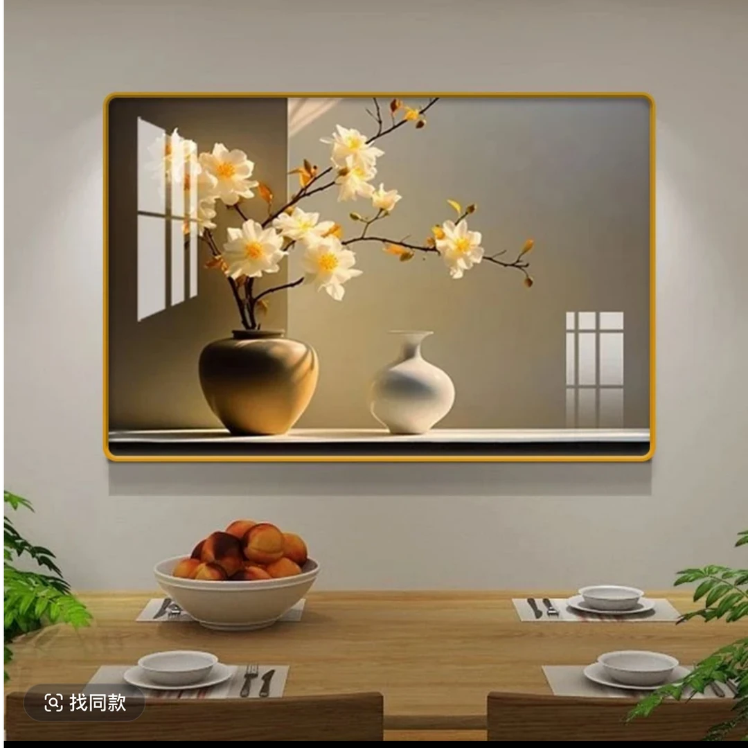 DF162花瓶餐厅装饰画温馨奶油风饭厅挂画卧室房间软装艺术挂画