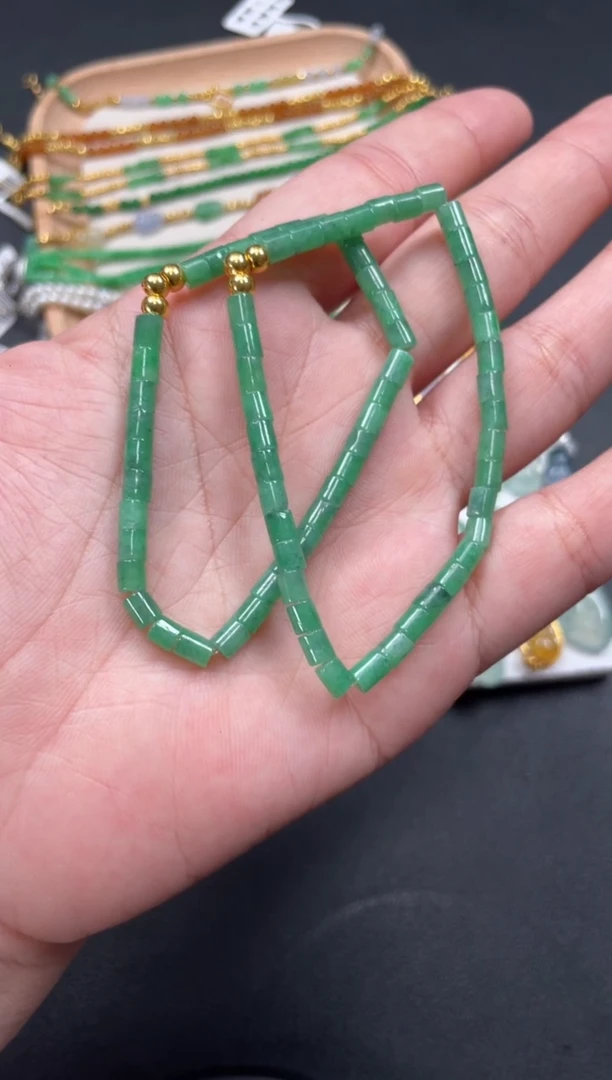 翡翠足金镶嵌套链多样性  发货一条   P260