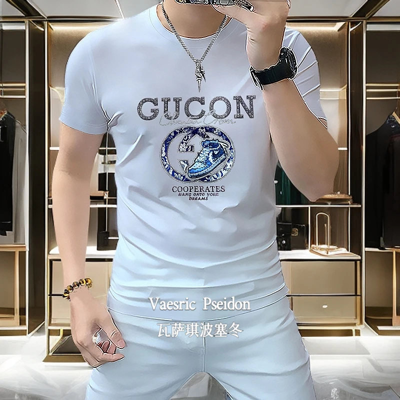 Vaesric Poseidon/瓦萨琪波塞冬时尚夏男士丝光棉男士短袖衫