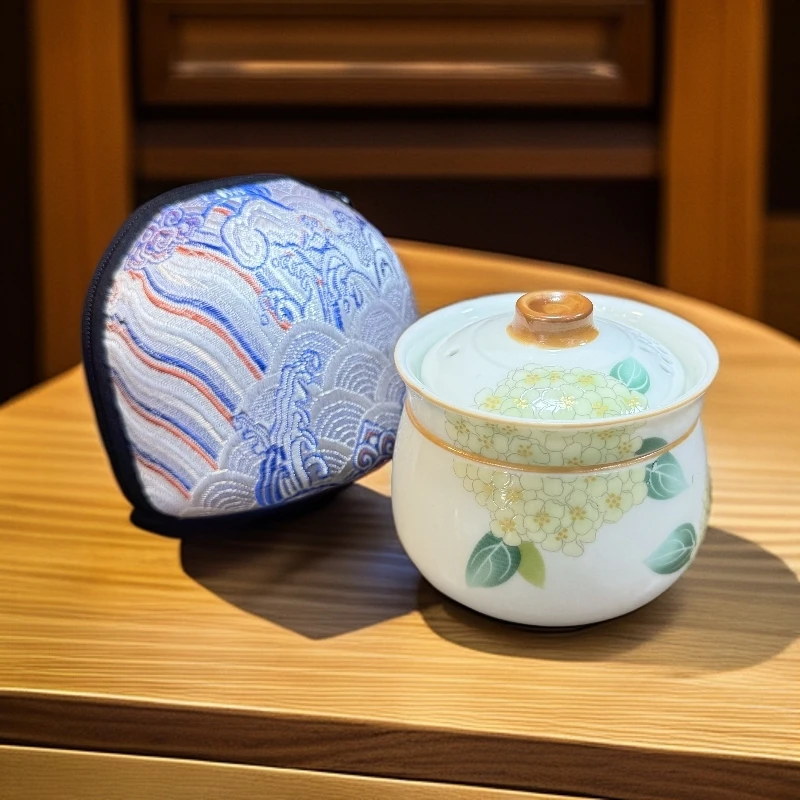 66绣球花旅行茶具套装户外便携式快客杯泡茶壶茶杯快客杯