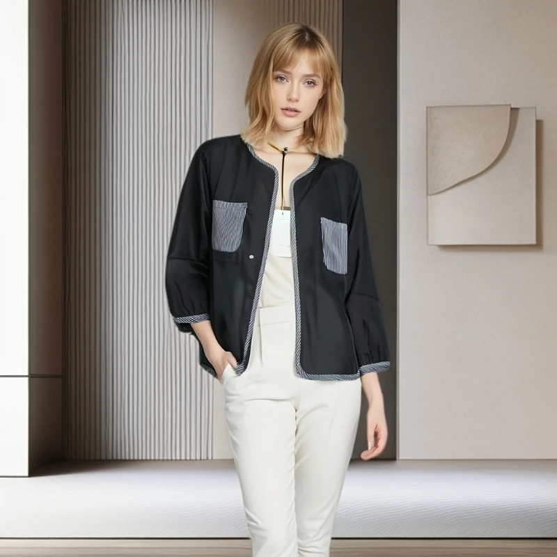 2025年女装小衫（主图非实物款，直播间给号在拍）气质宽松百搭拼接