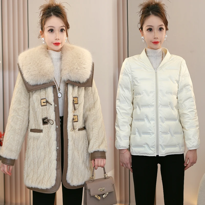 MK24A1217-2X羽绒内胆可拆卸中长款毛毛外套秋冬新款保暖女士外套