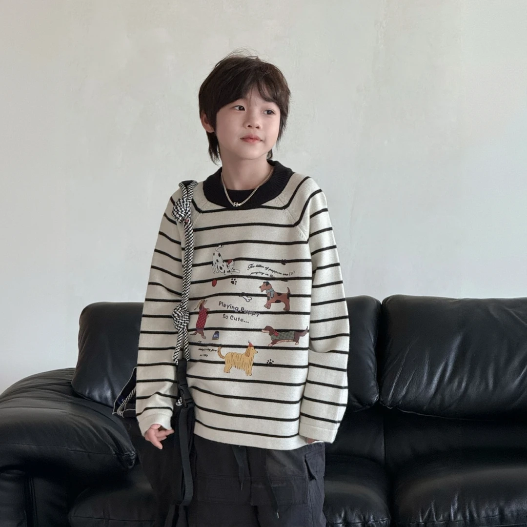 29009冬季新款时尚休闲加厚绵羊毛衣针织衫中大童男女孩可亲子