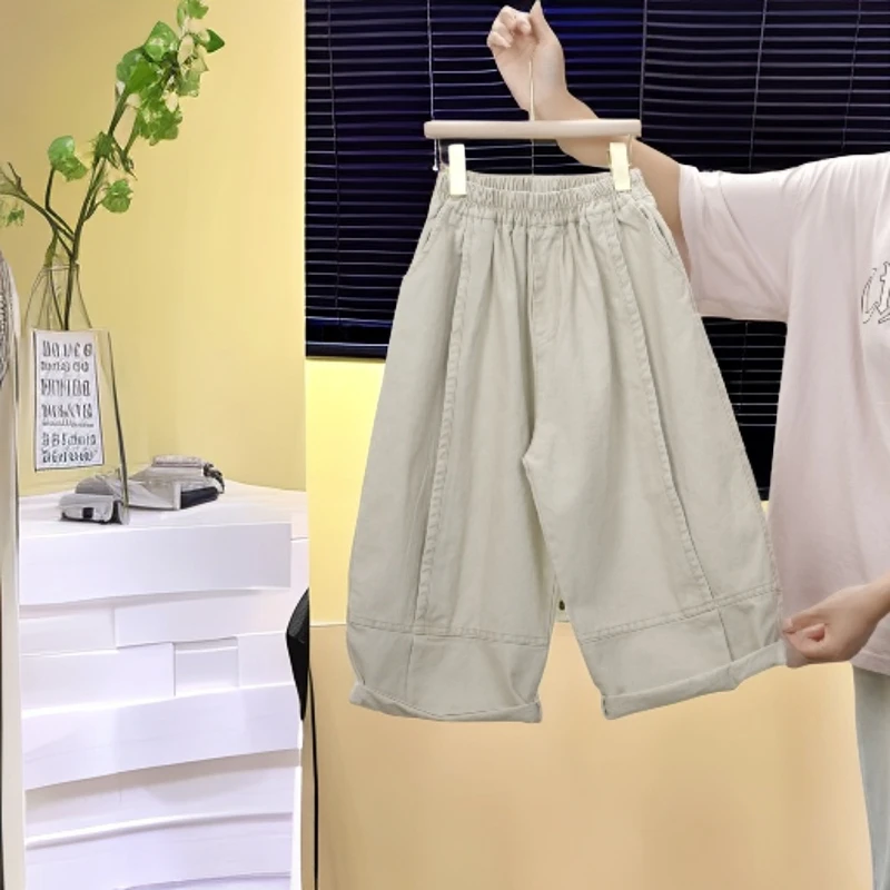 早秋儿童秋季休闲裤工装裤2025新款韩版弯刀裤哈伦裤中大童长裤