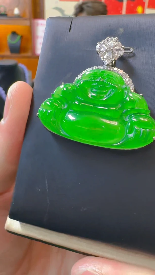 吊坠(赠链)银S925镶嵌翡翠天然A货翡翠